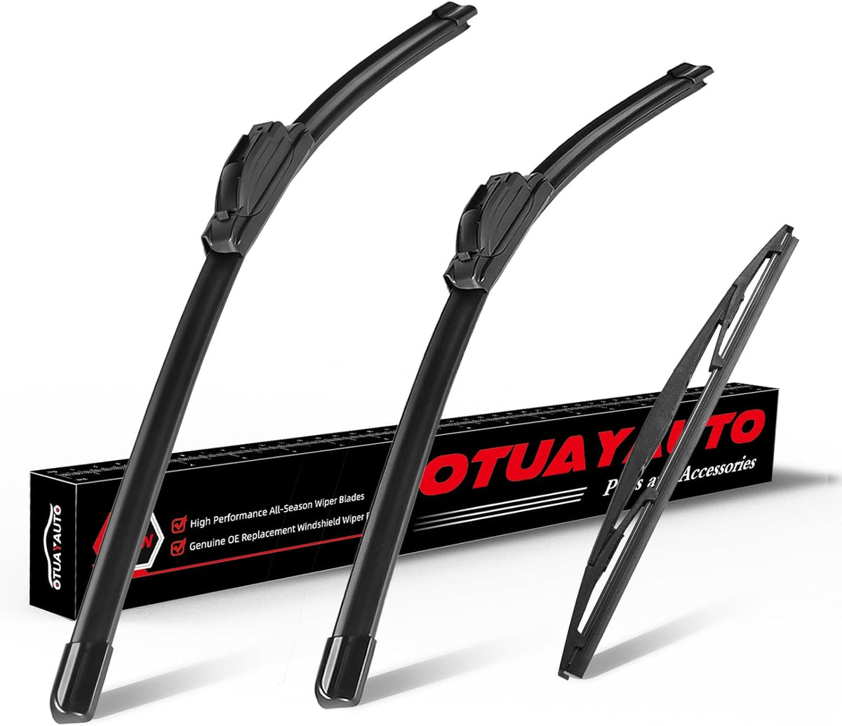 OTUAYAUTO Premium Windshield Wiper Blades - Replacement for Jeep Wrangler JL 2018-2024- Precision Fit, All-Weather Performance, Front and Rear Wiper Blades, J/U Hook - 16"+16"+12" (Pack of 3)