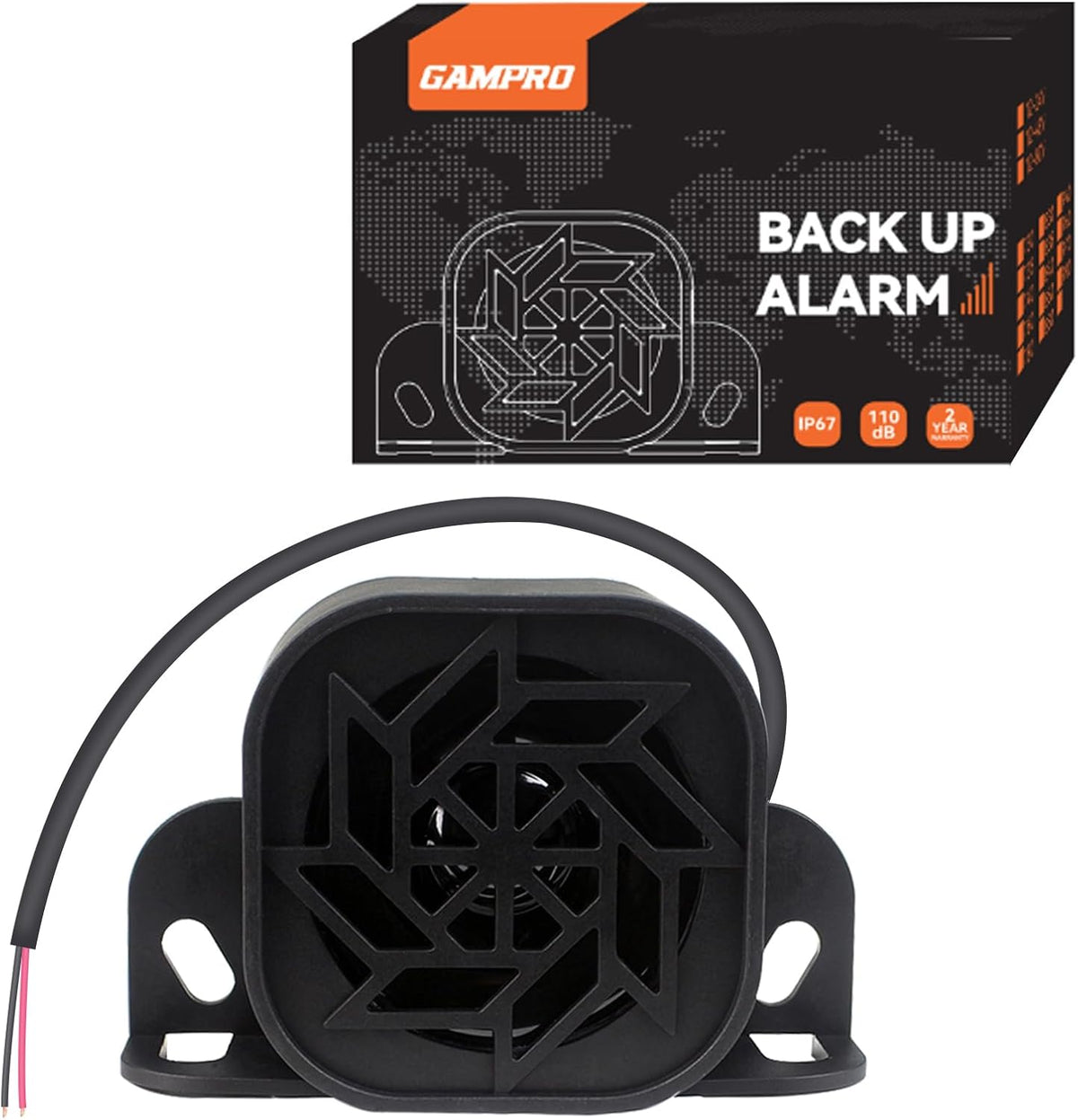 830 Back-up Alarm 12V-24V 110dB IP67 Waterproof Dust-Proof Reversing Warning Alarm with Super Loud Beeper Tone for Truck Van Forklift Car Lorry Agricultural Vehicles