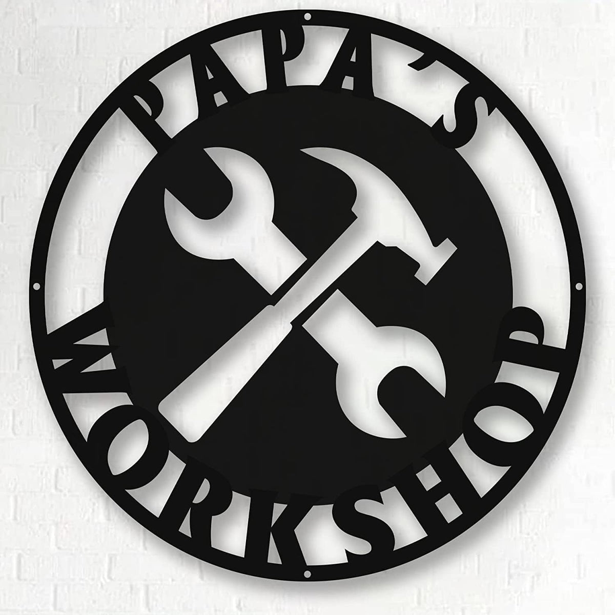 Personalized Papa's Workshop Metal Sign - Custom Dad's Garage Wall Decor for Mechanic, Birthday Gift for Men, Boyfriend - Fathers Day Workshop