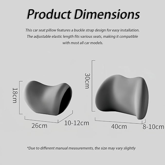Car Lumbar Support Pillow and Car Neck Pillow Kit for Peugeot 406 1995-2000 2001 2002 2003 2004, Car Seat Neck Back Rest Pillows, Ergonomic Car Seat Headrest & Lumbar Cushion,B Grey