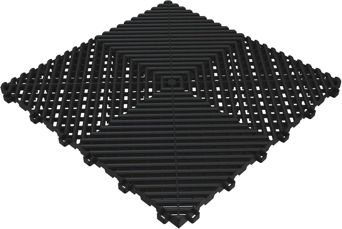 Multifunctional Interlocking Modular Garage Floor Tiles, Non-Slip Interlocking Polypropylene Floor Tiles, 15.7'' x 15.7'' x 0.7''(Thickness) Flooring Tile(40 Pack), Black