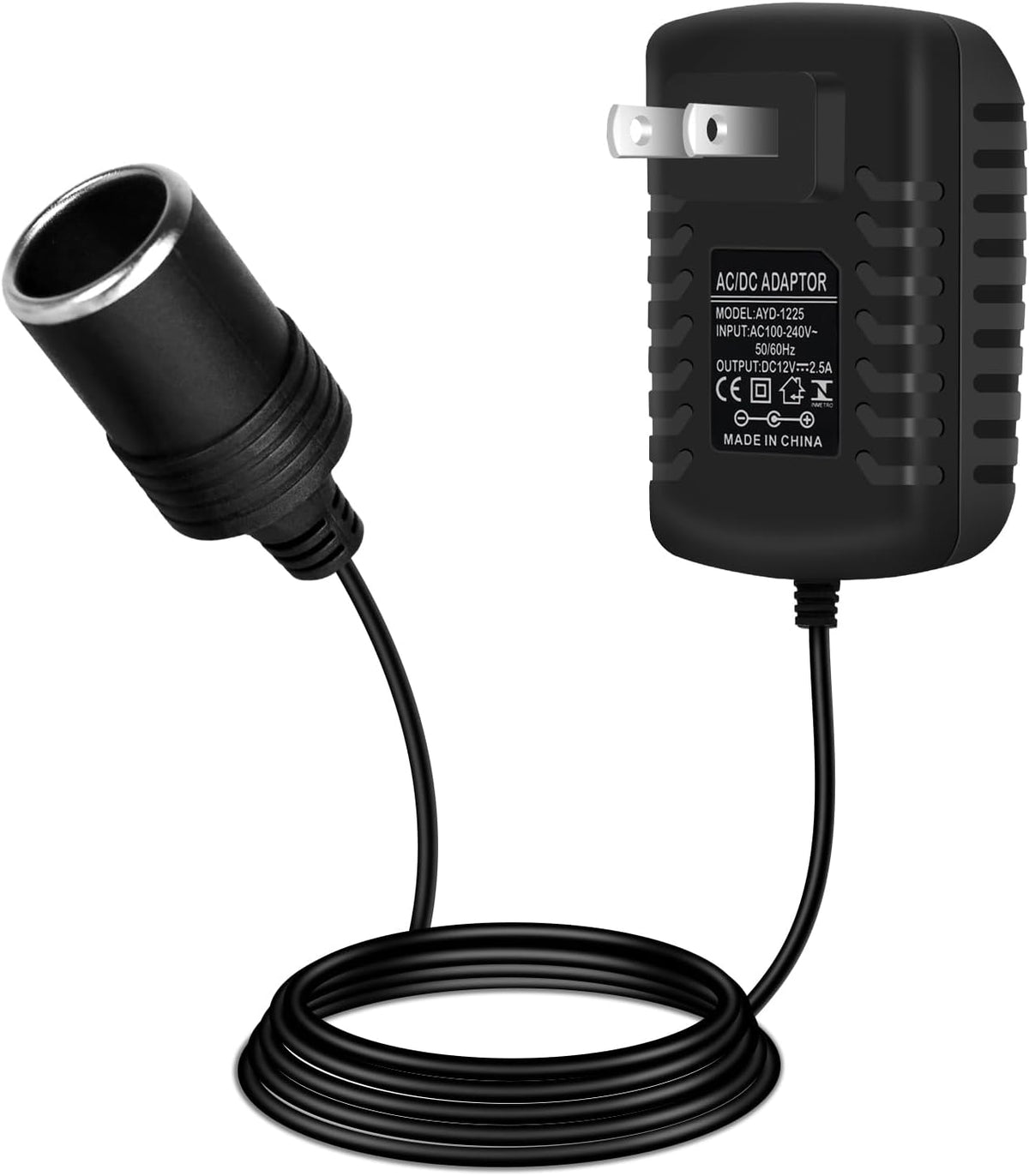 inShareplus 12V 2.5A 30W AC to DC Converter, 12 Volt Cigarette Lighter Adapter, 110V to 12V Car Lighter to Wall Outlet Adapter, Power Supply for Car Devices (MP3, Fan, Dash Cam)