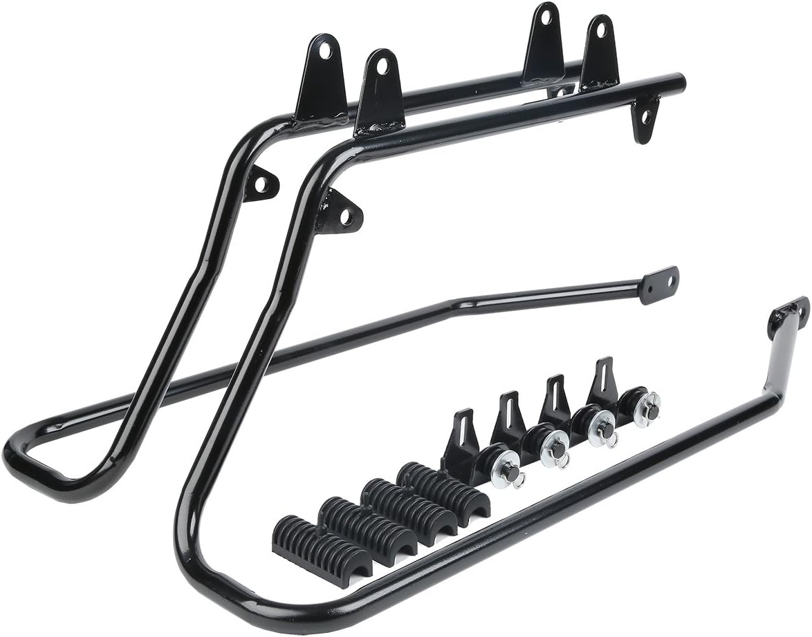 XFMT Vivid Black Motorcycle Saddlebags Hard Saddle Bags W/Black Latches & Conversion Bracket For Harley Softail Heritage Deluxe 1984-2017
