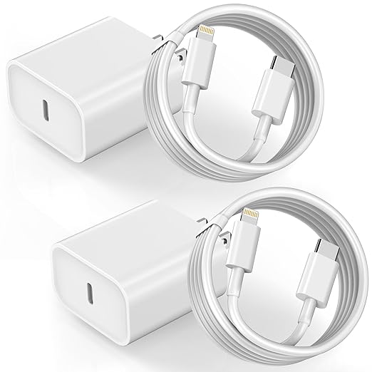 2Pack iPhone Fast Charger, Type C Charger Fast Charging Power Delivery Fast Charging Block Travel Plug with 2Pack Type C to Lightning Cable Cord Compatible with iPhone 14/14 Pro/13/12/11/X,iPad