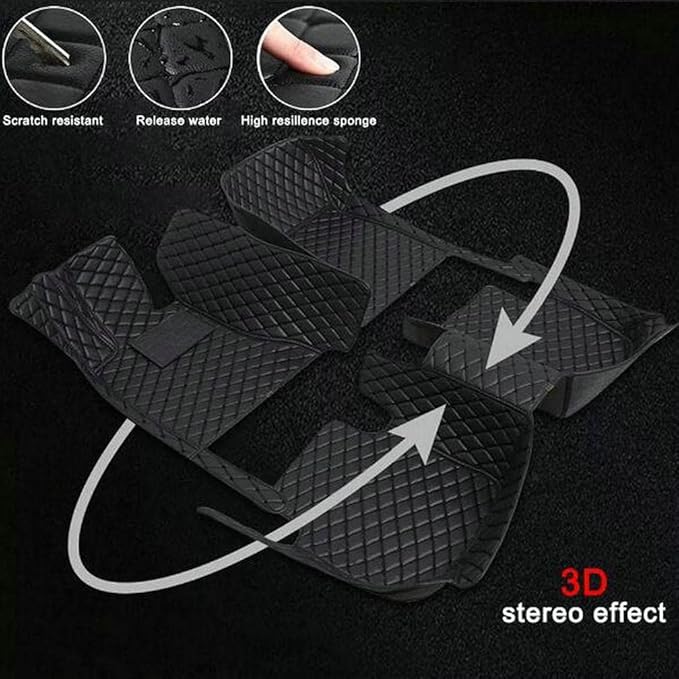 TREGOO All Weather Car Mats Custom Fit Non Slip Floor Mats for 1998-2025 Cars Personalized Leather Protection Pads Suitable for Men Women (Edge Light Brown Black Horizontal bar)