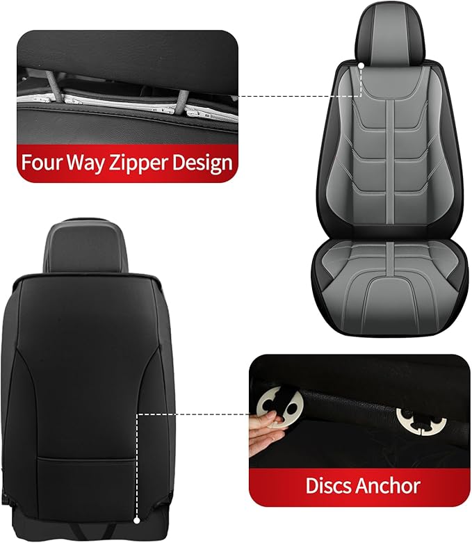 TTX LIGHTING Car Seat Covers fit for Buick Encore GX 2020-2025 Full Set: Premium Leather Automotive Seat Cover with Airbag Compatible Waterproof (5 Seats, Black & Gray)