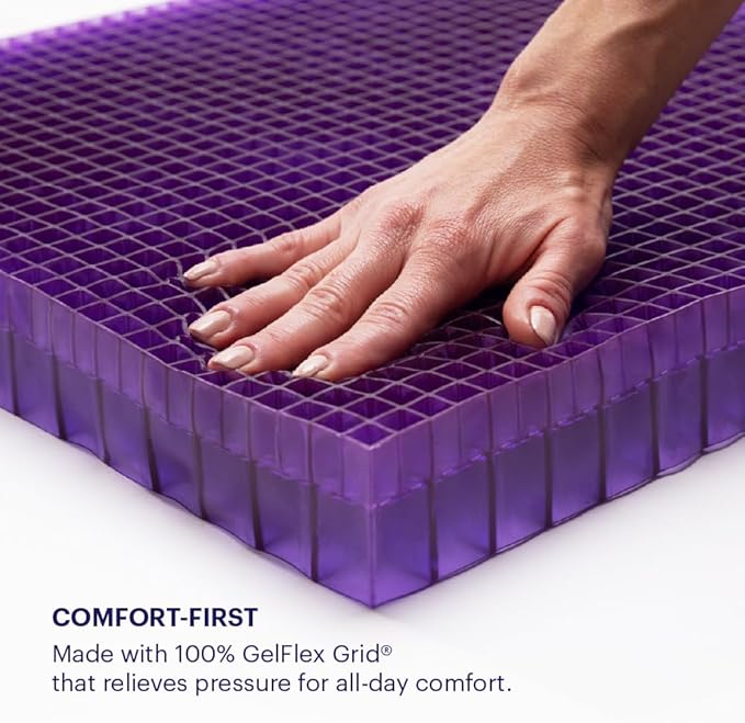 Purple Double Seat Cushion | Pressure Reducing Grid Designed for Ultimate Comfort | Designed for Office Chairs | Made in The USA