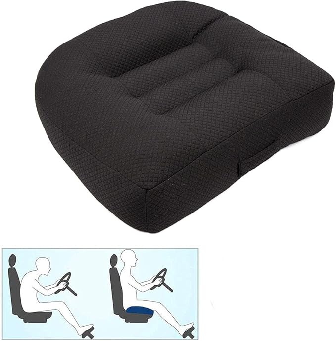 Srutirbo Car Booster Seat Cushion Raise The Height for Short People Driving Hip (Tailbone) and Lower Cack Fatigue Relief Suitable for Trucks, Cars, SUVs, Office Chairs, Wheelchairs (Pure Black)