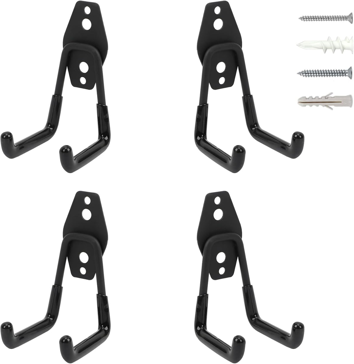 Wall Mount Heavy Duty Garage Hooks (4-Pack) – Wall Mounted Storage Hooks for Ladders, Bikes, Tools & More – Rust-Resistant Steel with Anti-Slip PVC Coating Small U Hooks