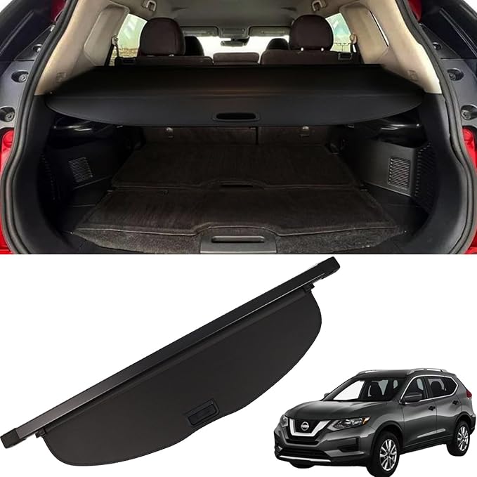 Marretoo Cargo Cover for Nissan X-Trail Rogue SV S SL 2014-2020 for Nissan Rogue X-Trail Accessories Black Retractable Factory Style SUV Trunk Cover Cargo Security Shade Trunk Cover