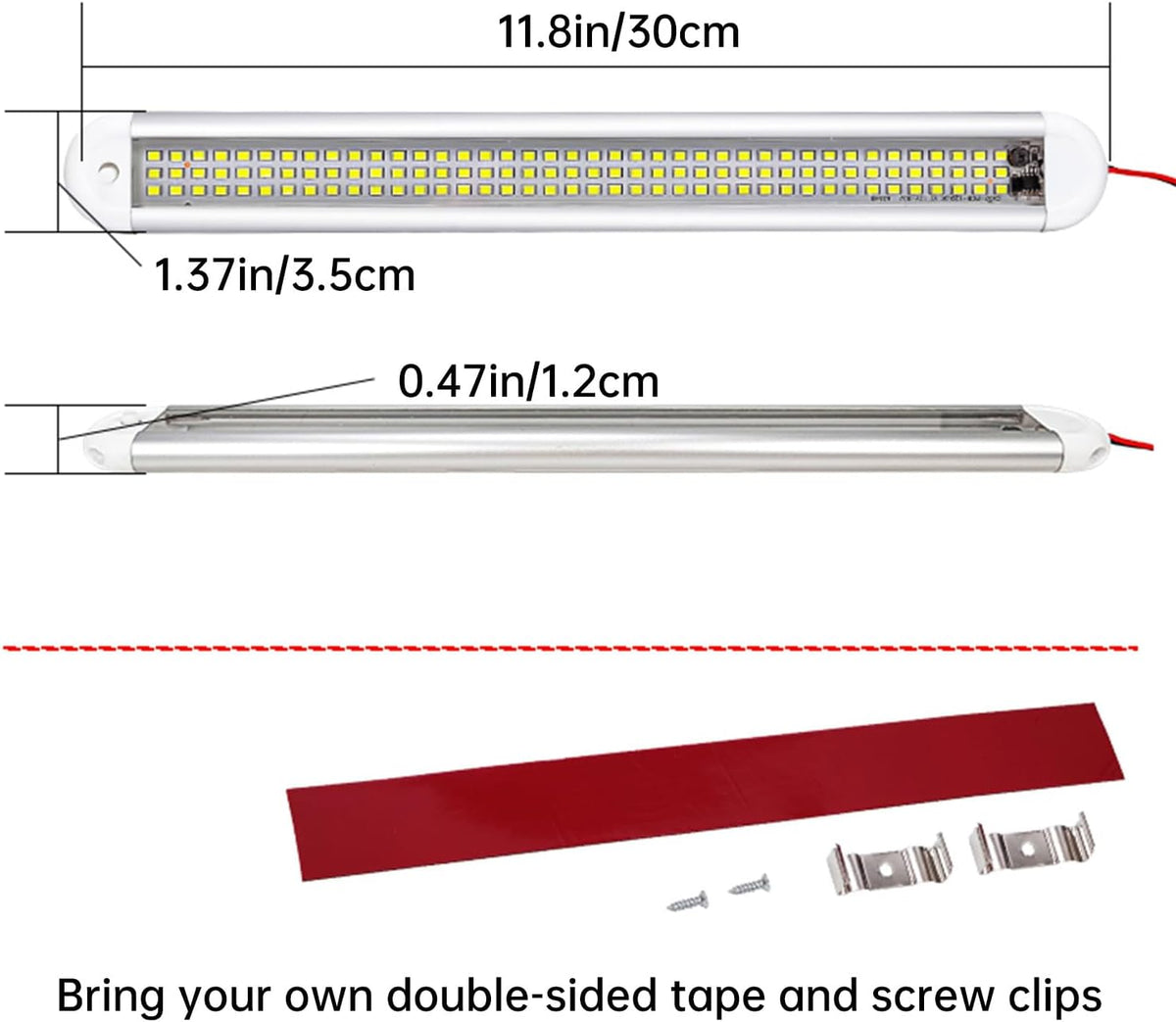 Enclosed Trailer 12v Led Light Bar, 120Leds 1500lm 8W DC 12 Volt Led Strip Lights with On/Off Switch, for Enclosed Cargo Trailer, Car Rv Van Truck Lorry Camper Boat Caravan Motorhome