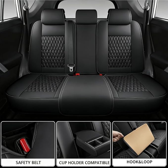 Car Seat Covers Full Set Custom Fit for Ford Explorer 2001-2026 - Premium Faux Leather with Lumbar Support | Breathable, Waterproof, Anti-Slip, Durable (Black,Full Set)