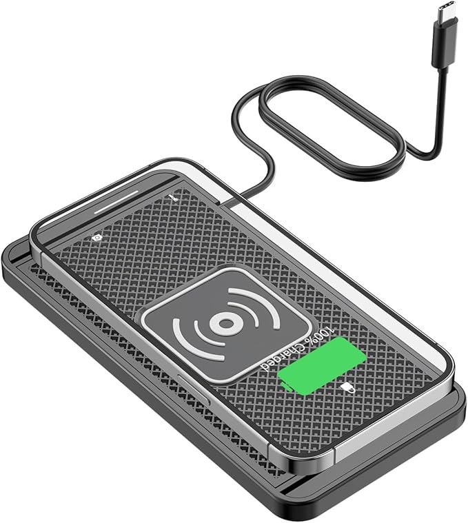 Wireless Charging Pad for Car for Genesis G70 G80 GV60 GV80 G90 EQ900 G90L EQ900L, 15W Fast Wireless Charger Mat Non-Slip Silicone Car Center Console Phone Charging Pad,A/15W-Type-c