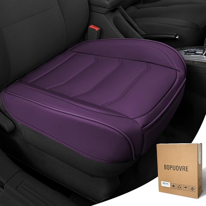 Car Seat Cover for Luxury & Comfort - PU Leather, Anti-Slip, Full Wrap Protection with Storage Pocket for Bottom Cushion - Universal Fit for 95% of Vehicles (Purple,1 Piece)
