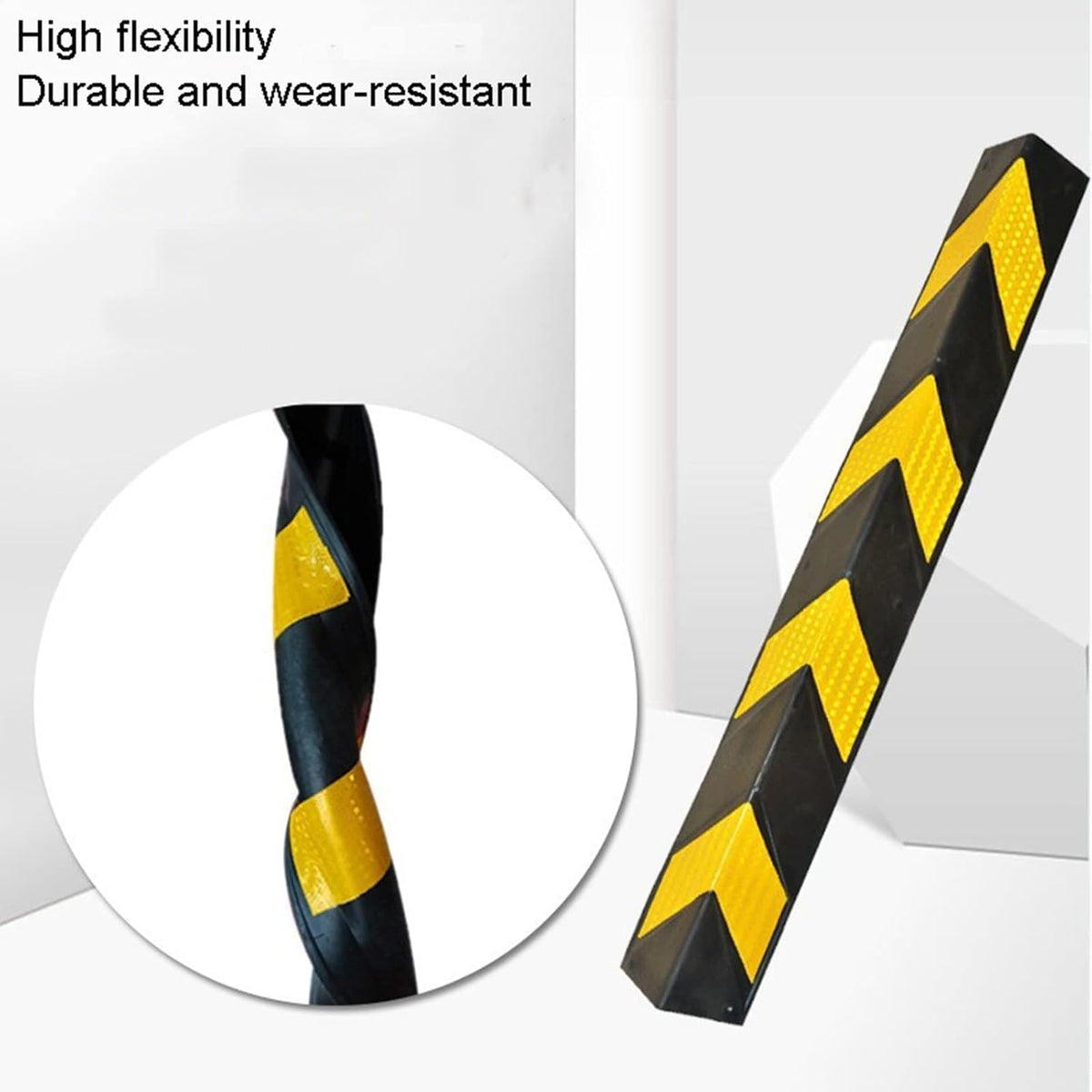 XPLKQXE Reflective Rubber Wall Corner Guard, Rubber Wall Protector Corner Protector, for Parking Protection Car Corner Guardrail Post (Color : Black+Yellow, Size : 8pcs)