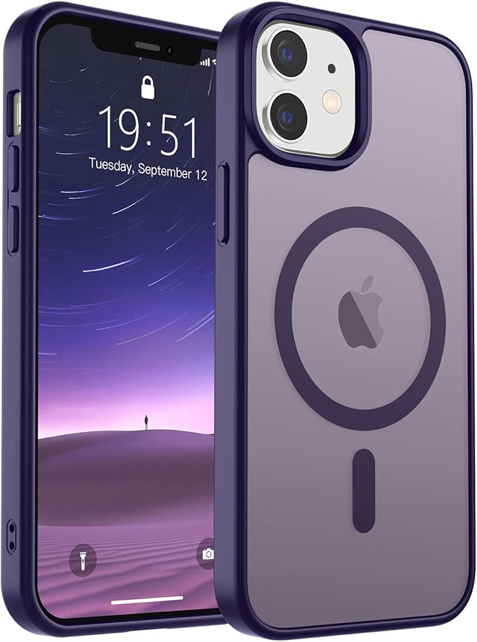 SUPFINE Magnetic for iPhone 12 Case/iPhone 12 Pro Case (Compatible with MagSafe)(Military Grade Drop Protection) Translucent Matte Shockproof Phone Cover,Dark Purple