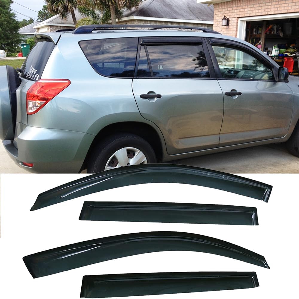 94608 Original Side Window Wind Deflector,4pc Outside Mount Style Nice Sun Rain Guards Set,Window Visor fit for 2006-2012 Toyota RAV-4