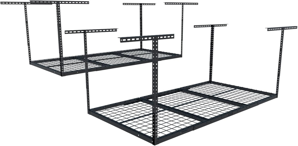 FLEXIMOUNTS 2 Pack 3x6 Overhead Garage Storage Adjustable Ceiling Rack 72" Length x 36" Width x 40" Height, 900lbs Total Weight Capacity, Black
