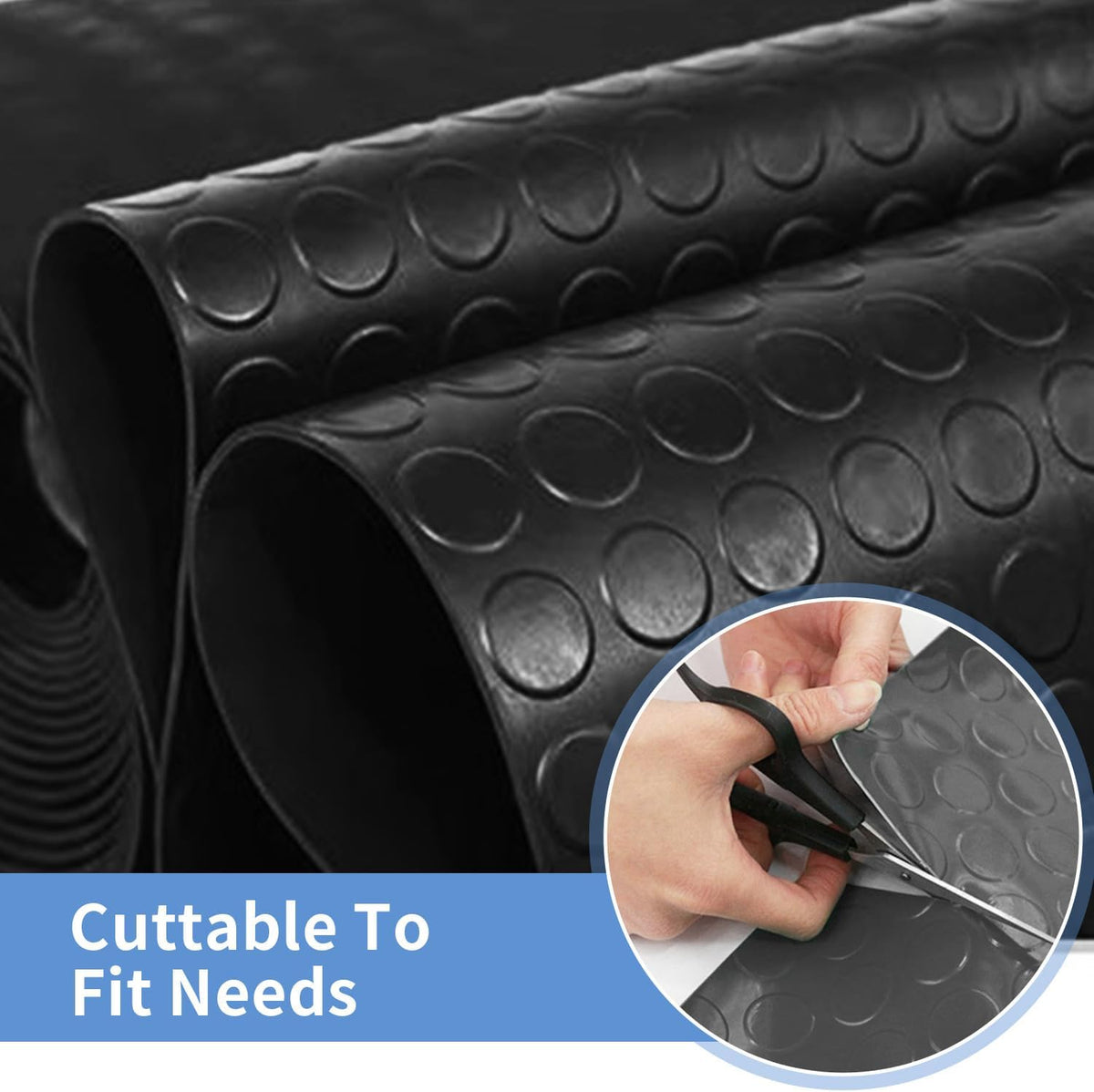 Premium Garage Floor Mat, Commercial Grade Heavy Duty Parking Mat for Garage Floor, Golf Cart Parking, Water/Stain Resistant Floor Runner (Black Coin, 4 x 6.5 Feet)
