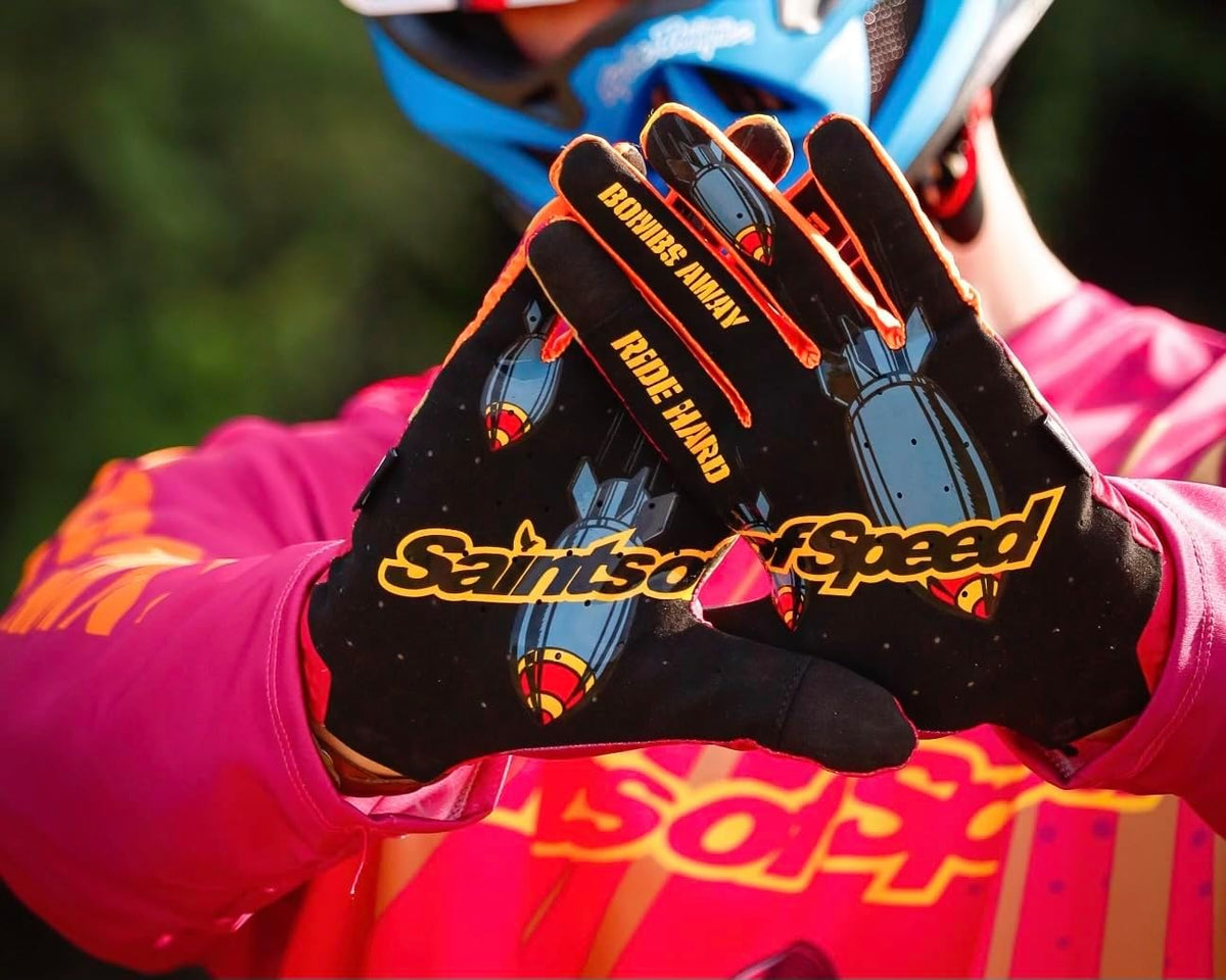 Saints of Speed Dirt Bike Gloves – Motocross, Mountain Bike, Motorcycle, BMX, Jetski, Sim, Karting, Airsoft, Paintball, Driving & Racing Bike Gloves + Phone & Touch Screen Capable