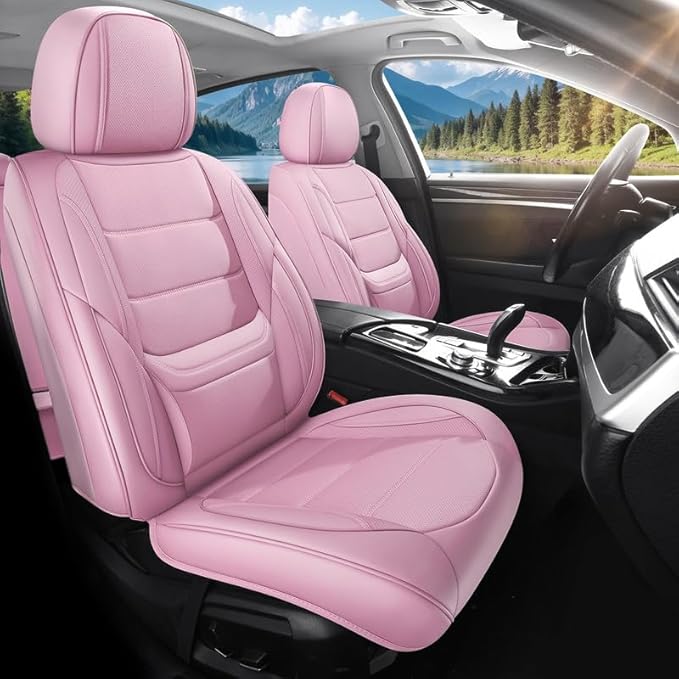 Car Seat Covers Full Set Custom Fit for Chevrolet/Chevy Equinox 2005-2026 - Premium Leather with Lumbar Support, Breathable, Anti-Slip & Excellent Seating Experience (Pink, Full Set)