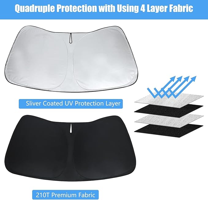 Windshield Sun Shade for 2026 2025 2024 2023 2022 Rivian R1S Custom Fit Window Sunshade SUV Accessories Fodable Sun Visor UV Protector Shade Heat Shield Cover