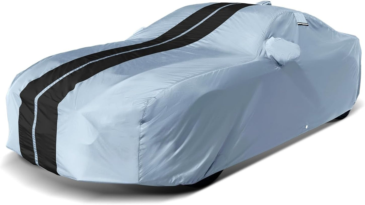 iCarCover Custom Car Cover for Chevy Sedan Delivery (1946-1960) Waterproof All-Weather Rain Snow UV Sun Protector Full Exterior Indoor Outdoor Car Cover (Stripe - Gray/Black)