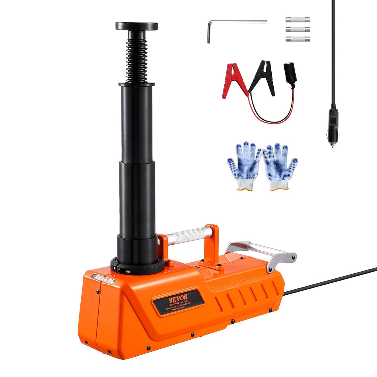 VEVOR Electric Car Jack, 15 Tons /33000 lbs, Adjustable Electric Scissor Jack with High Load Capacity, 12V Dual-Powered Tire Change Replacement with LED Light, Portable Jack kit for Sedan, SUV, Truck