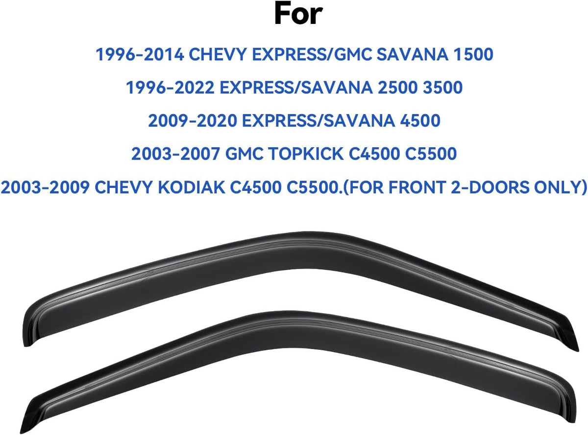 Window Visors Rain Guards Shield for 1996-2025 Chevy Express Van, Out-Channel Window Vent Wind Deflectors Visors Shades for 96-25 GMC Savana
