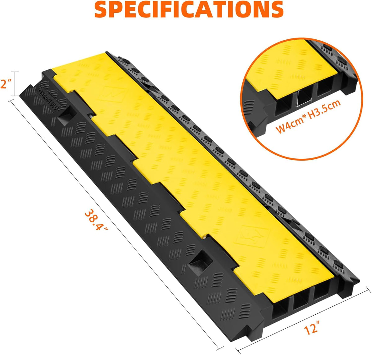 3 Channel 2 Pack Cable Protector Ramp Traffic Wire and Hose Ramp Cord Cover Heavy Duty Channels 44,000 lbs Load Capacity Cable Wire Ramps Speed Bump Driveway Cable Protective Cover