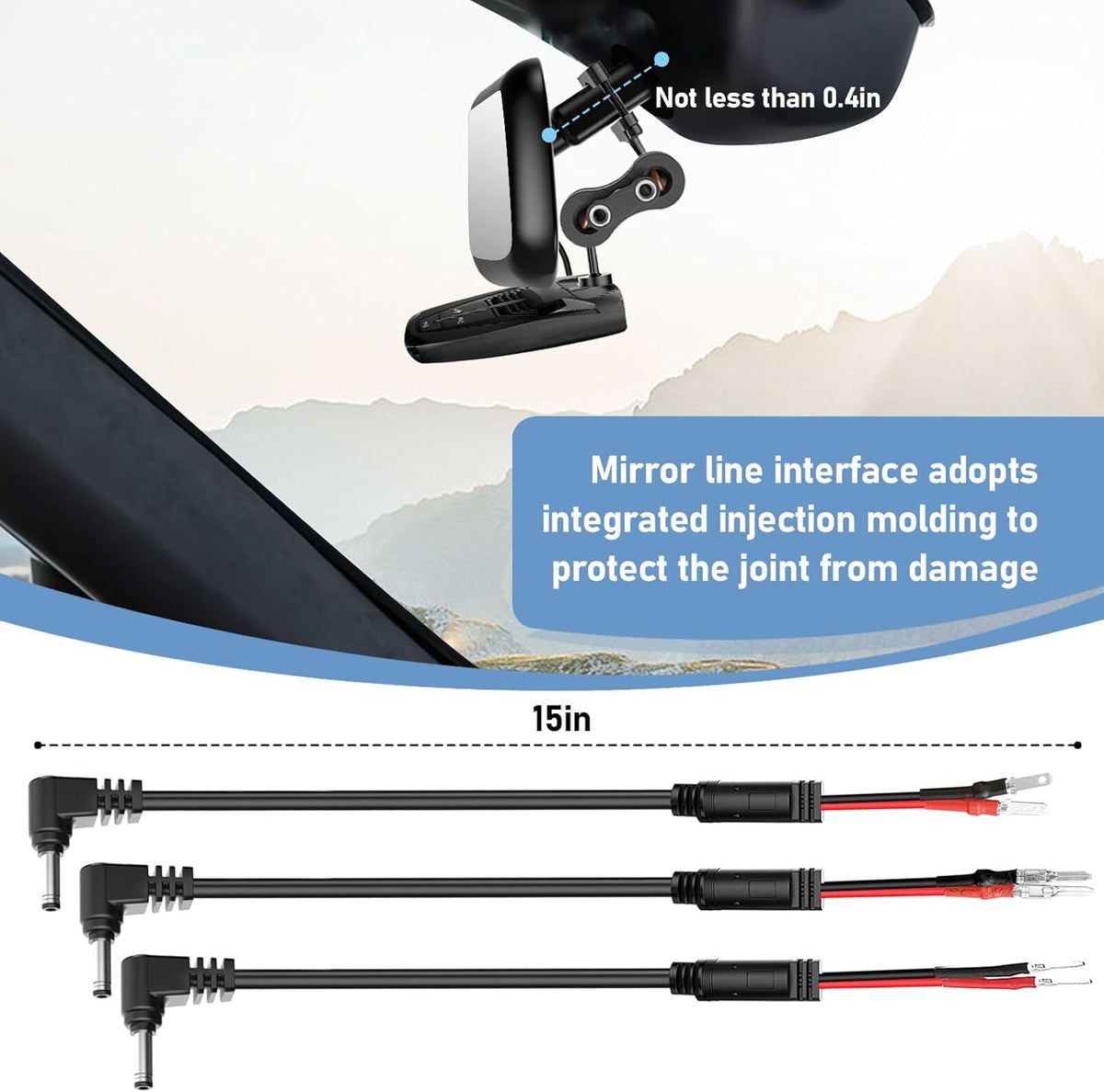 Radar Detector Mount,Rearview Mirror Rod Radar Mounting Bracket+Rearview Mirror Hard Wire Power Cord kit16,with Inline Fuse (for Cobra Radar Detector)