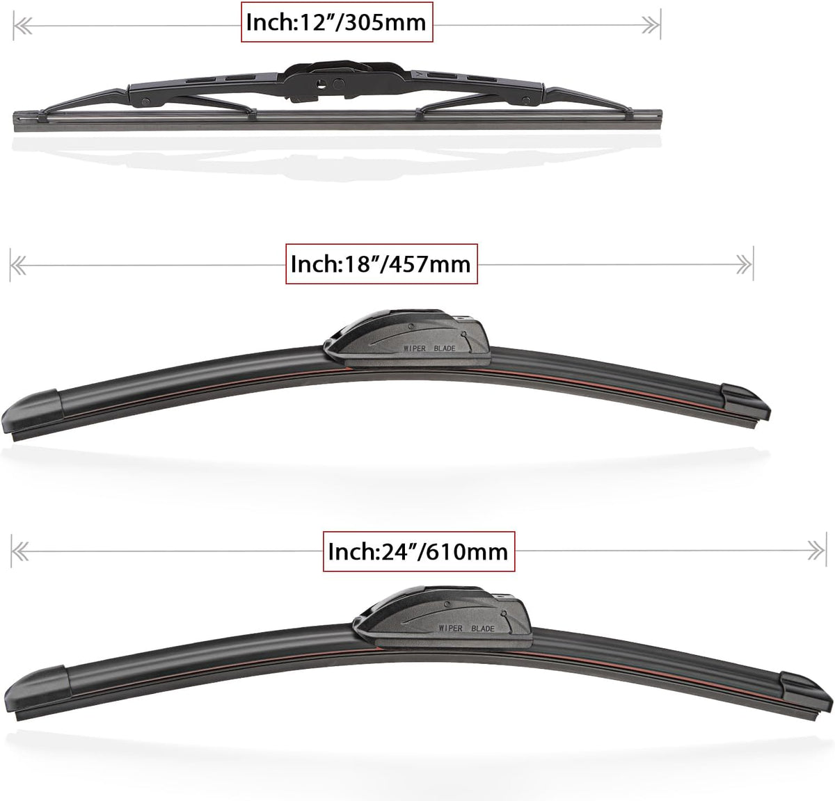 Windshield Wiper Blades Replacement for 2018 2019 2020 2021 GMC Terrain Original Factory Quality Front Rear Wipers Blade Set for My Car - 24" 18" 12" (Pack of 3)