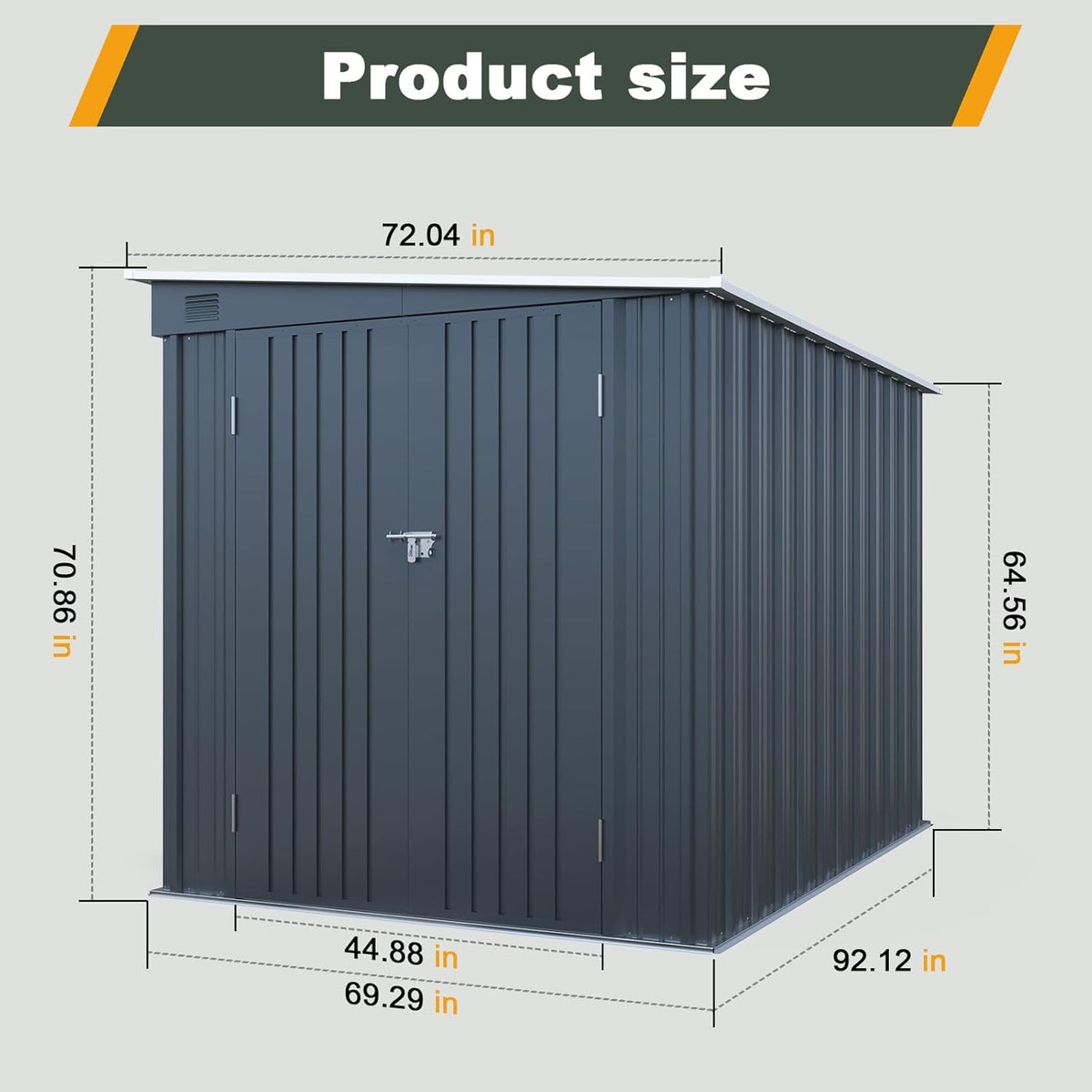 6x8 FT Lean to Shed with Lockable Double Doors, Metal Outdoor Storage Shed with Free PC Light Board for Tools, Outside Storage Shed Waterproof for Backyard, Garden, Patio
