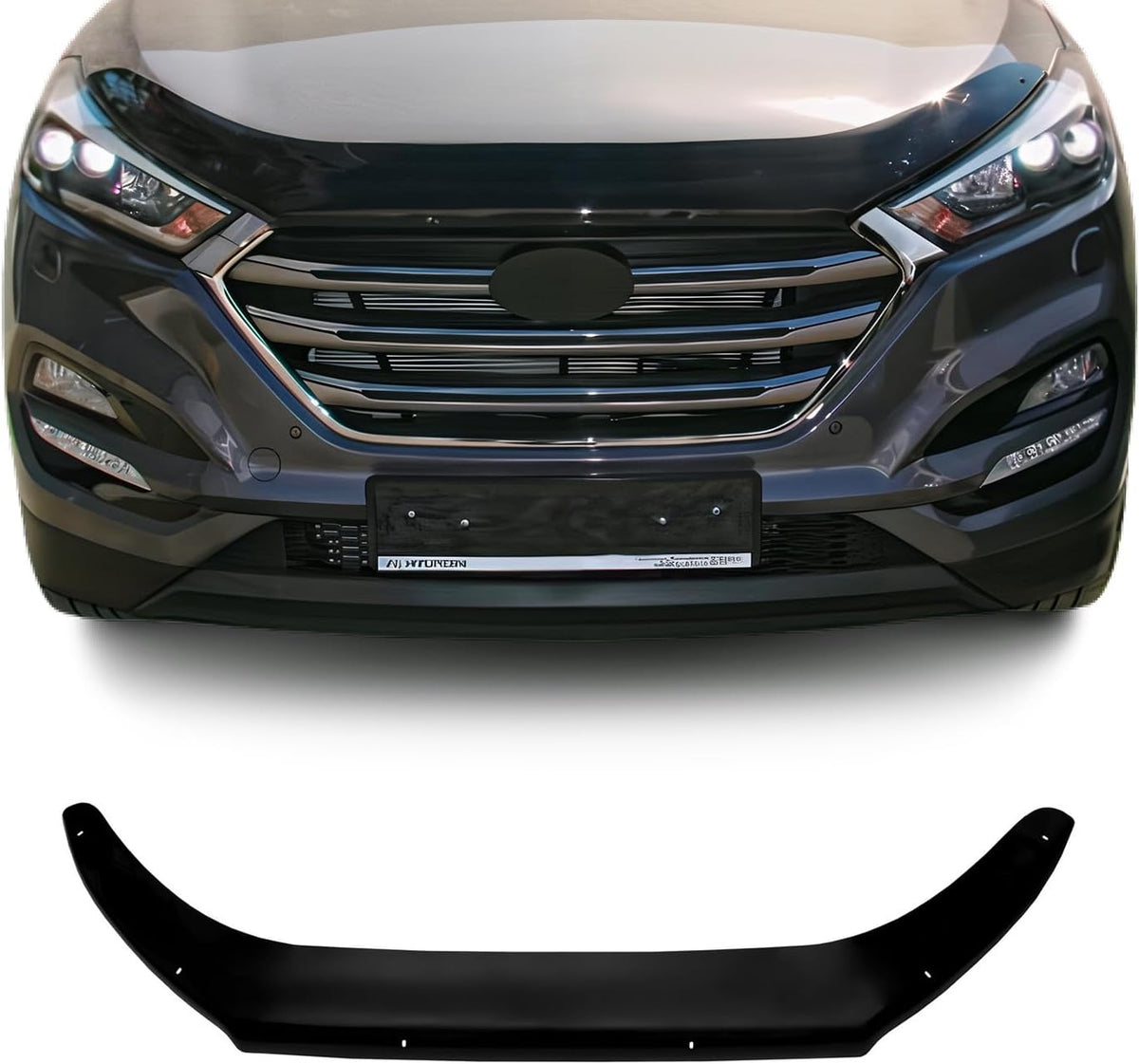 OMAC Front Bug Shield Hood Deflector Guard for Hyundai Tucson 2016-2021 Black Smoke