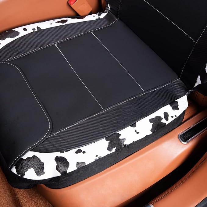 Flying Banner car seat Covers Protects Water Proof Faux Leather Carbon Fiber Fronts Cow Black