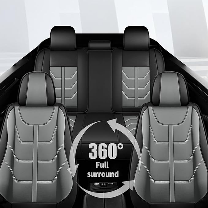 TTX LIGHTING Car Seat Covers fit for Buick Encore GX 2020-2025 Full Set: Premium Leather Automotive Seat Cover with Airbag Compatible Waterproof (5 Seats, Black & Gray)
