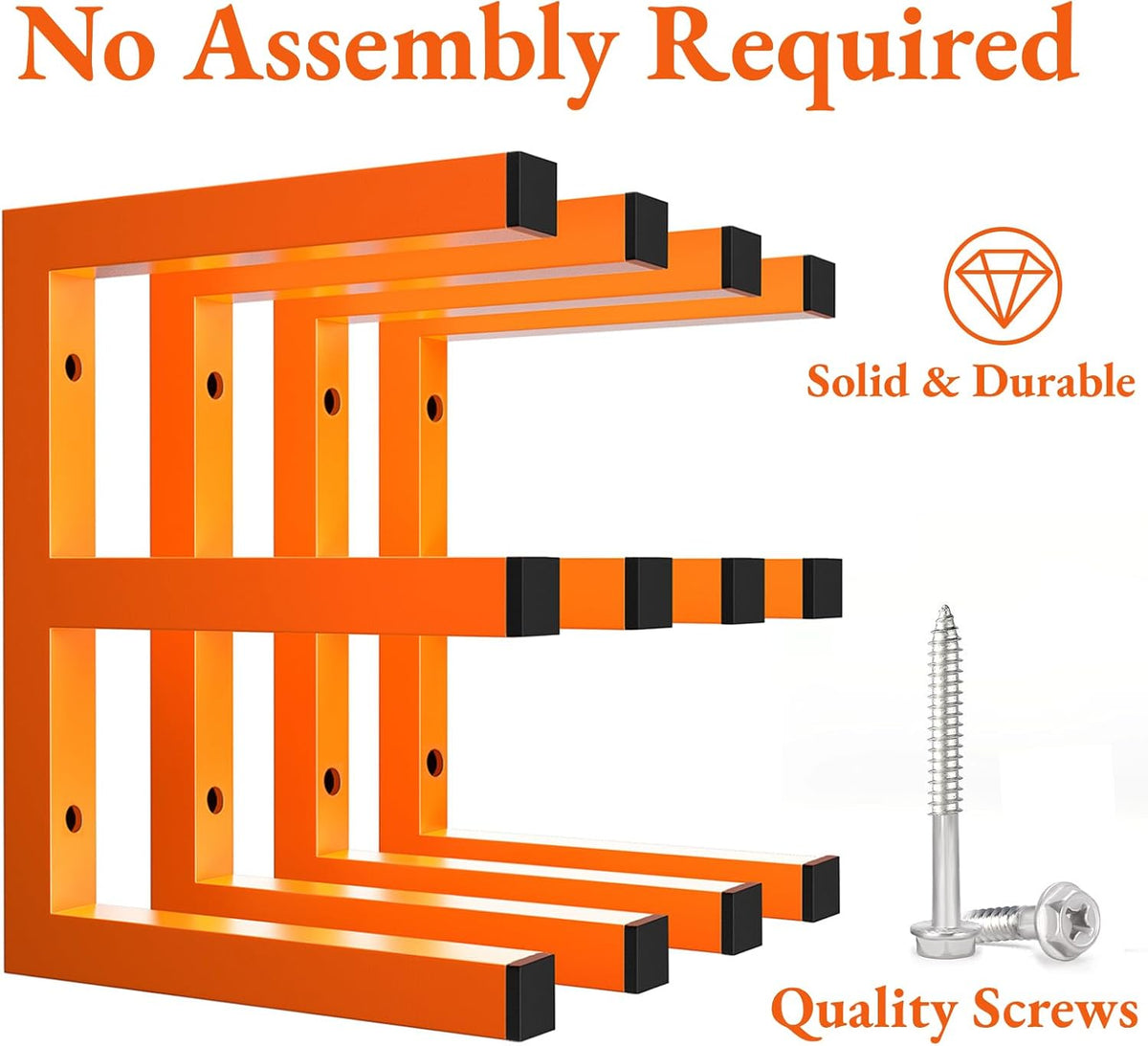Heavy Duty Lumber Storage Rack Wall Mount, Metal Wood Rack Organizer with 6-Level Each Shelf Holds Up 200 Lbs, Indoor & Outdoor Use - 4pack