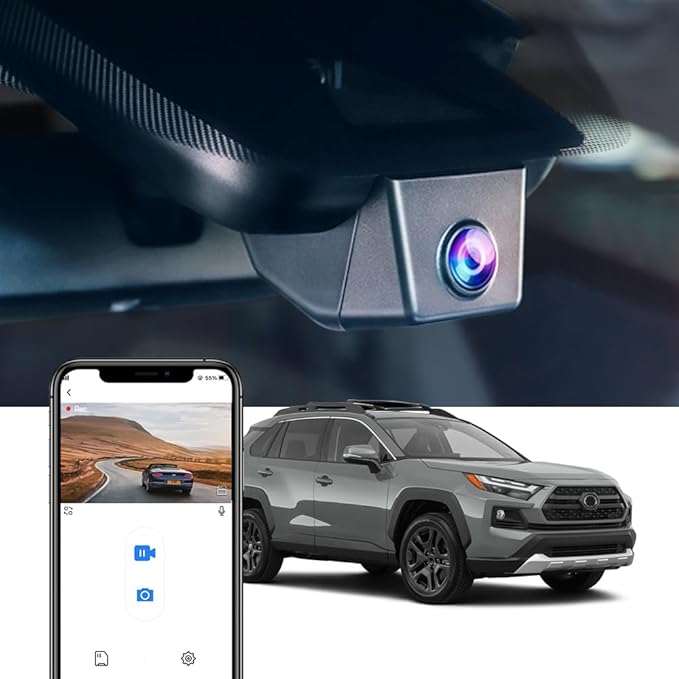 Fitcamx 4K Dash Cam Suitable for Toyota RAV4 2022-2025 (Model B/with Vent Hole on Cover), OEM Factory Look, UHD 2160P Video, Built-in WiFi & APP, Loop Recording, G-Sensor, Plug & Play, 64GB Card