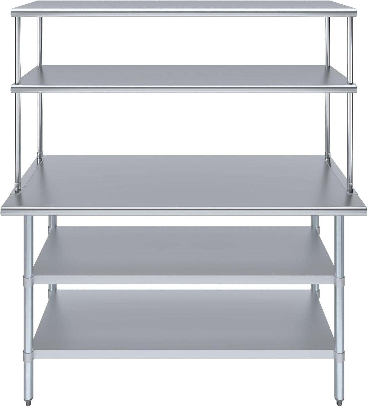 Amgood Stainless Steel Work Table with 2 Shelves | Metal Kitchen Prep Table & Shelving Combo (24" x 60" Table with 2 Shelves + 18" Overshelf)