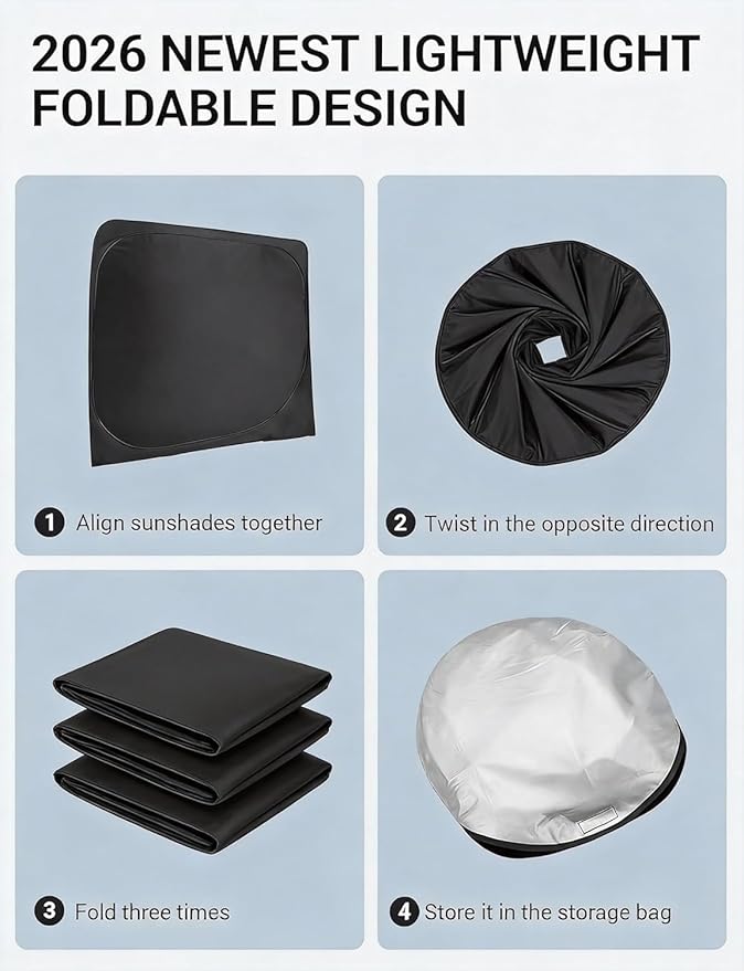 Proadsy Windshield Sun Shade for Frontier 2022-2026 Foldable Front Sunshade Protector Sun Visor Blocks UV Rays Keep Car Cooler Accessories