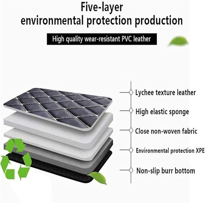 Custom Car Mats All Weather Fit Automotive Floor Mats PU Leather Protector Mat for Most Sedan, SUV, Truck Floor Mats (All Black+White bar)