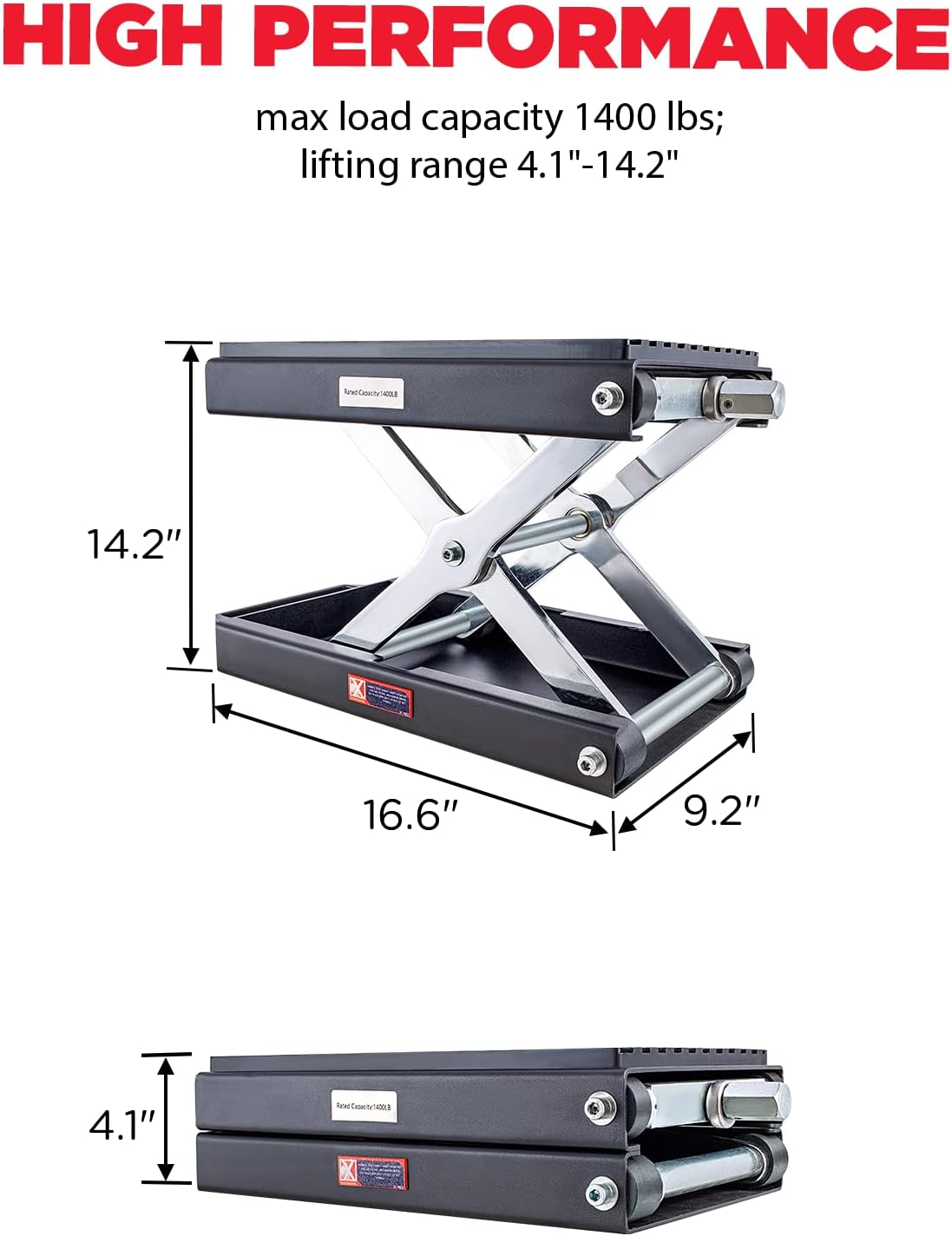 CXRCY 1400 LBS Motorcycle Lift Scissor Jack with Handle,Carbon Steel Upgraded Dirt Bike ATV Steel Motorcycle Hoist Stand with Ratchet Wrench,Crank Handle