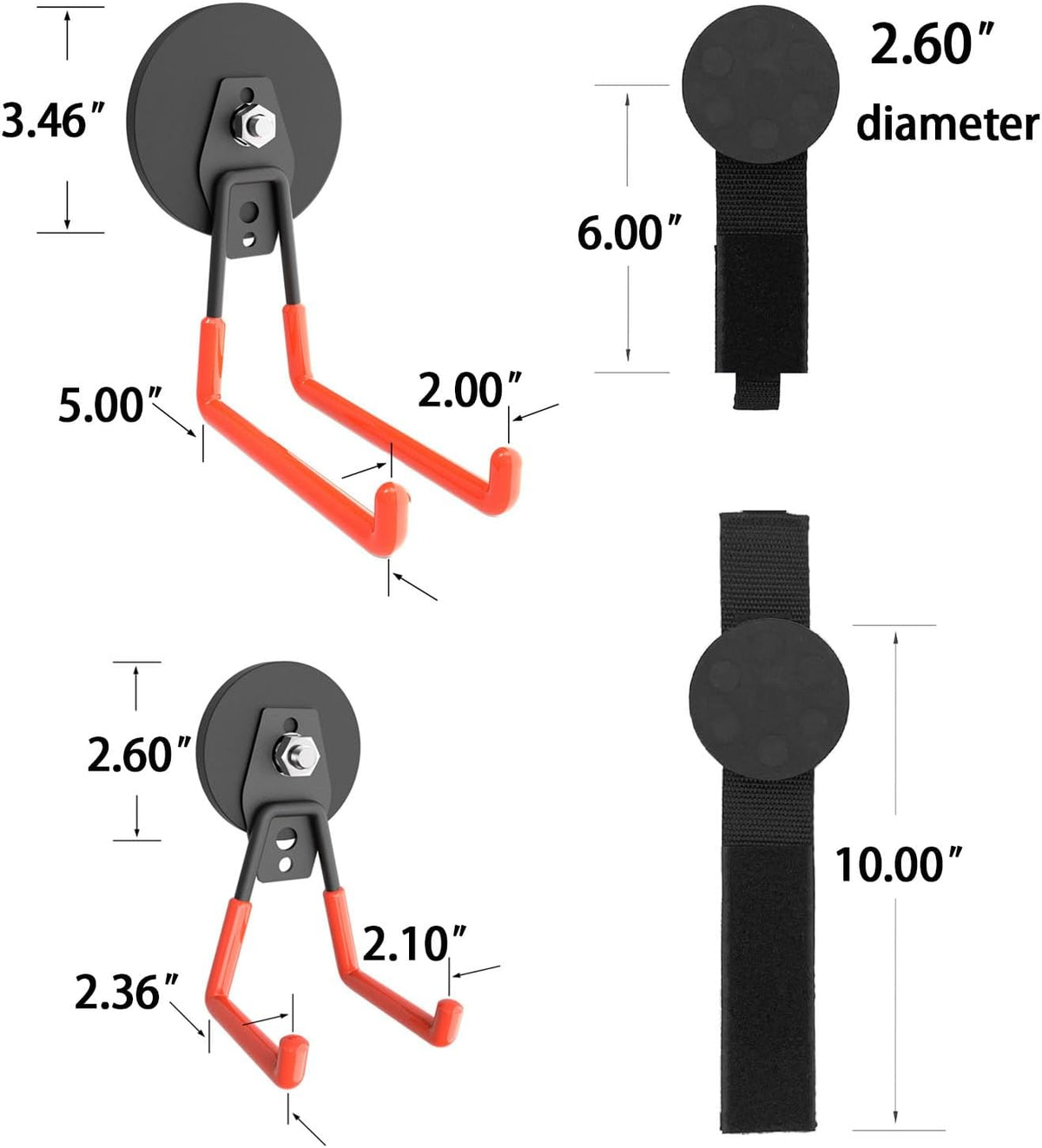 Super Strong Garage Magnetic Hooks Heavy Duty-6Pack,Powerful Magnetic Strips for Power Drill, Garden Tools, Hose, Straps, Steel Pegboard, Garage Magnetic Hooks Hanger,Workshop Tool Holder
