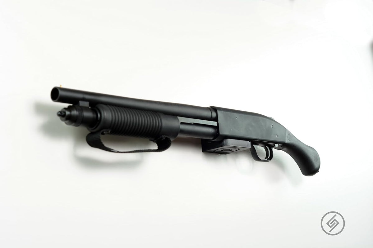 Spartan Mount Compatible with Mossberg 88, 500, 590 Shotgun Display Storage Organization System | Unique Low Profile Design | Gun Safe Wall Room Mounting Solution (20-Gauge, Barrel Points Left)