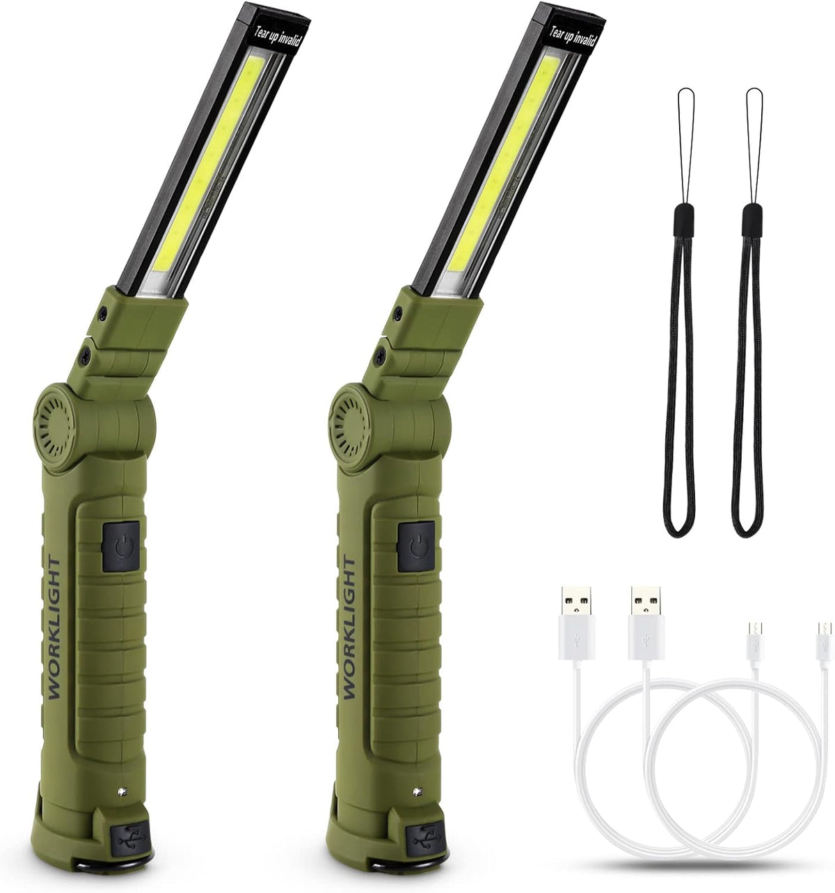 Men Tools for Christmas Birthday Gift 2 Packs LED Rechargeable Work Light Flashlights, 360°Rotate 5 Modes,Gifts for Men Him Dad Handyman for Car Repair, Grill and Outdoor