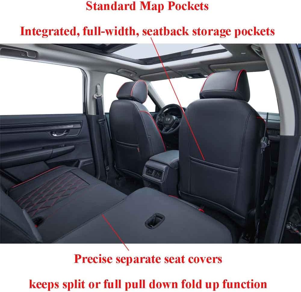 EKR Sportage Seat Covers Custom Fit for KIA Sportage EX,X-Line,SX,SX Prestige,X-pro,X-pro Prestige 2023 2024 2025 2026 Leather Car Seat Cover Full Set - Faux Leather (Black with Red Piping)