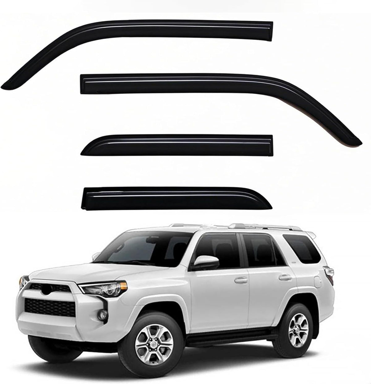 Window Visors Rain Guards fits 2010-2024 4Runner, Out-Channel Window Wind Deflectors Vent Shades Accessories, Dark Smoke 4 Pcs, 2011 2012 2013 2014 2015 2016 2017 2018 2019 2020 2021 2022 2023