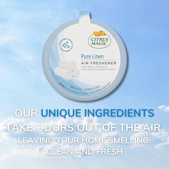 Citrus Magic Odor Absorbing Solid Air Freshener, Pure Linen, 8-Ounce, Pack of 3