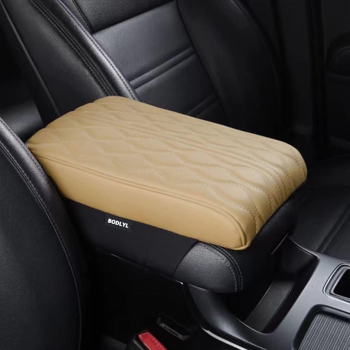 Car Center Console Cover, Memory Foam Car Armrest Cushion, Beige Auto Arm Rest Pad, Leather Arm Rest Covering Car, Hand Rest Pillow for SUV/Truck/Vehicle (Beige)