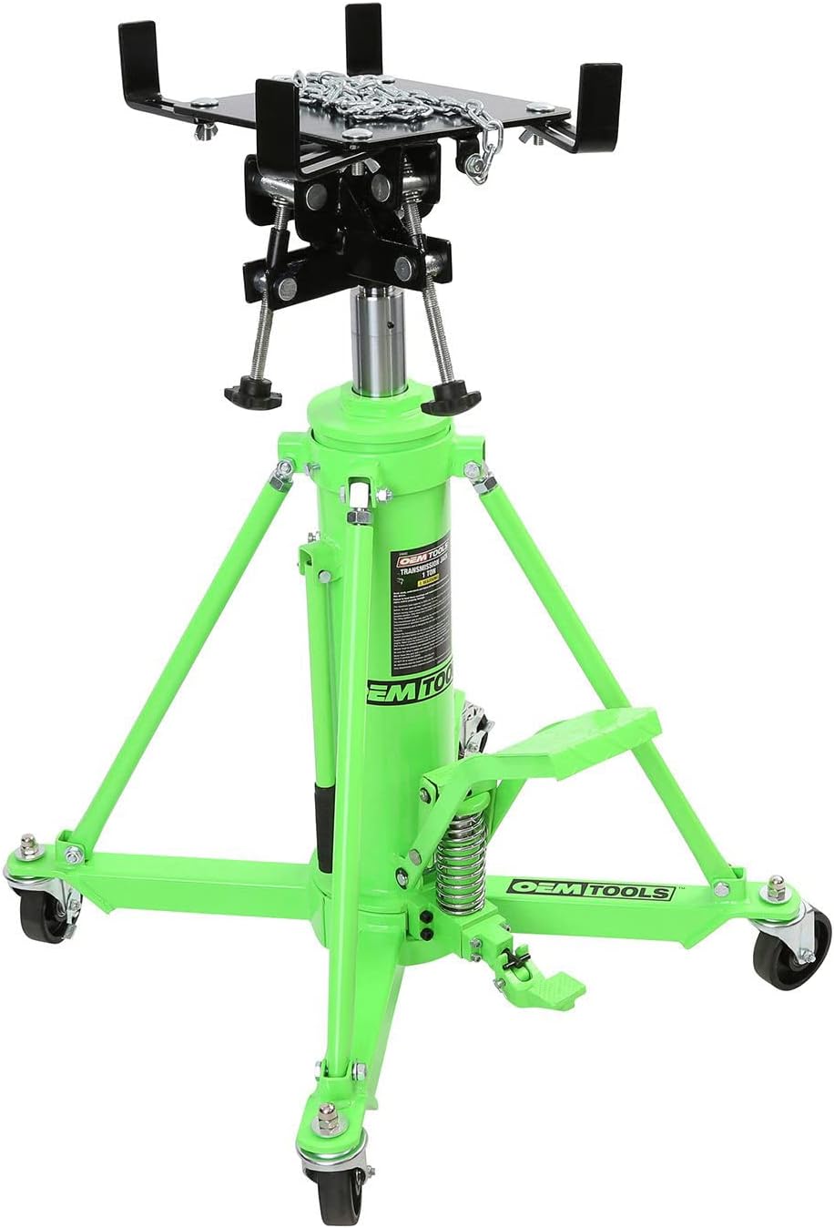 OEMTOOLS 26842 Transmission Jack, 1 Ton 2 Stage Telescoping High Lift, 37.5-76 Inch Height, Quick Assembly, Stable Hydraulic System, Heavy-Duty Construction